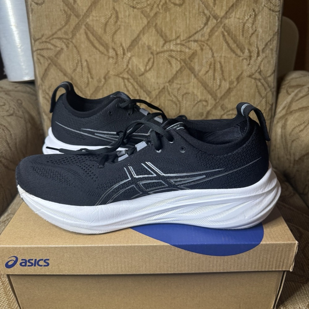 Asics Gel-Nimbus 26 Shoes Mens 10 Black Graphite Grey Road Race Running - Picture 3 of 12